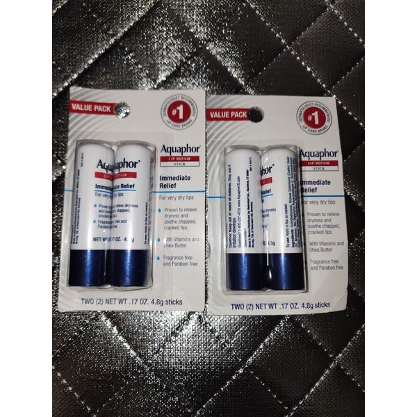 Aquaphor Lip Repair Stick Immediate Relief For Very Dry Lips 4.8g .17oz Lot Of 2