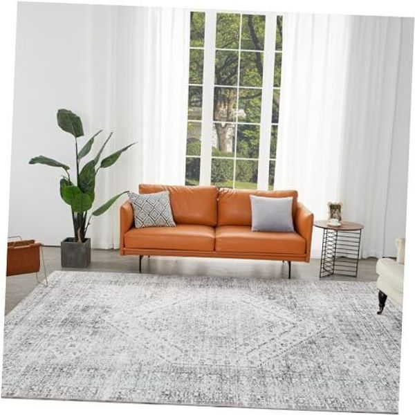 Area Rug,6x9 Blue Rug Machine Washable Rug for Living Room,Soft Non 6'x9' Grey