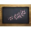 JapanBargain, Set of 2 Japanese Trays Tea Tray Sushi Plate Small Snack Tray Tempura Tray, Wood Grain Pattern, Made in Japan, 10x6.25 inch (Black w/Sakura)