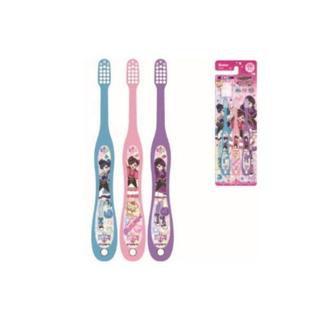 Skater TB5ST Toothbrush for Kids, Ages 3 - 5 Years, Soft, Pack of 3, Secret x Warrior Phantom Mirage, 5.5 inches (14 cm)