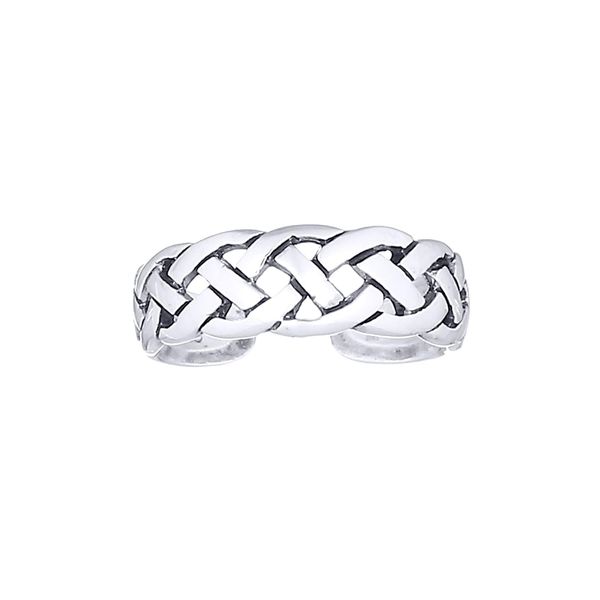 Jewelco London Rhodium Silver Celtic Knot Toe Ring