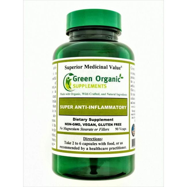 Green Organic Supplements Anti Inflammatory used Turmeric, Curcumin, Gluten-Free