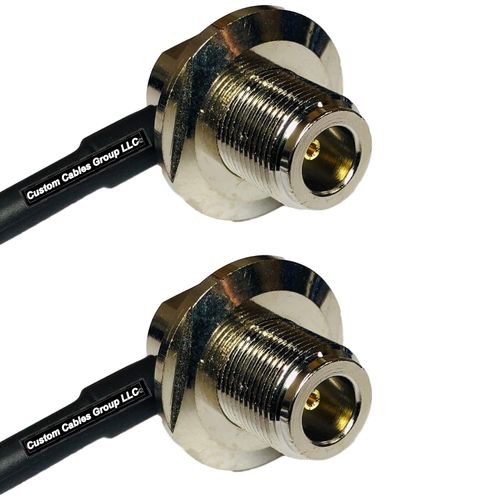 3 feet RG58 N Female Bulkhead Angle to N Female Bulkhead Angle RF Pigtail Coaxial Cable