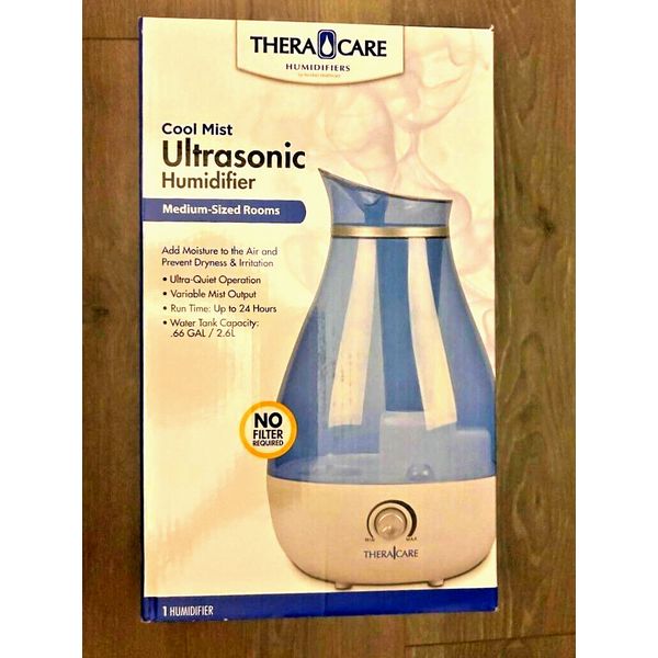 NIB TheraCare Cool Mist Ultrasonic Humidifier  Medium Size Rooms