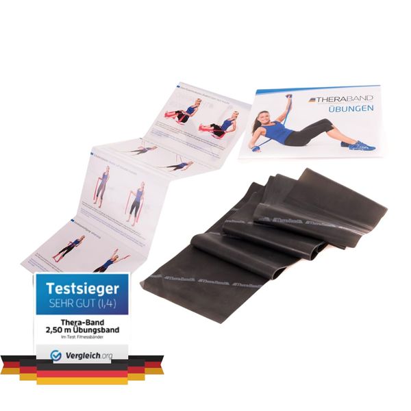 TheraBand Original Fitnessband – 2,5m Resistance Band für Ganzkörpertraining, Kraft & Flexibilität – Ideal für Physiotherapie, Fitness & Sport Schwarz