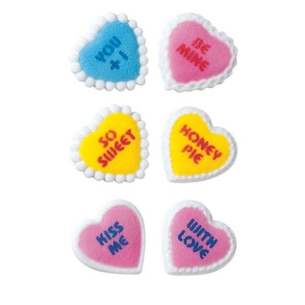 Valentines Day Heart Beats Sugar Decorations Cookie Cupcake Cake 12 Count