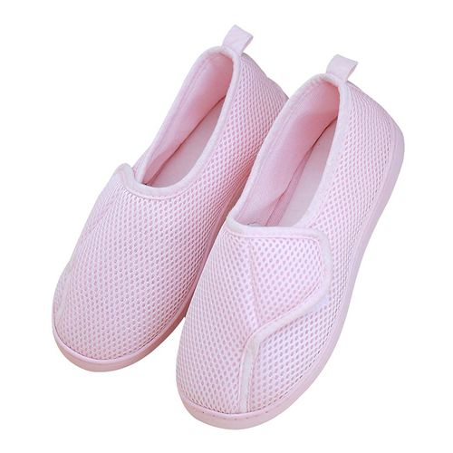 Euyqs Nursing Shoes, Mesh Material, Soft, Women's Shoes, Rehabilitation Shoes, Adjustable Velcro Closure, Quiet, Indoor and Outdoor Use, Elderly Shoes, Anti-Slip, Pink