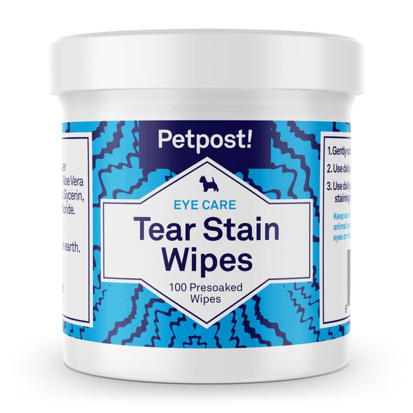 Petpost | Tear Stain Remover Wipes - Presoaked Cotton Pads - Best Natural Eye Crust Treatment for White Fur - Maltese Angels Approved - Chemical and Bleach Free 100 ct