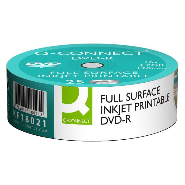 Q Connect 16 x 4.7 GB Inkjet Printable DVD-R Disc (Pack of 25)