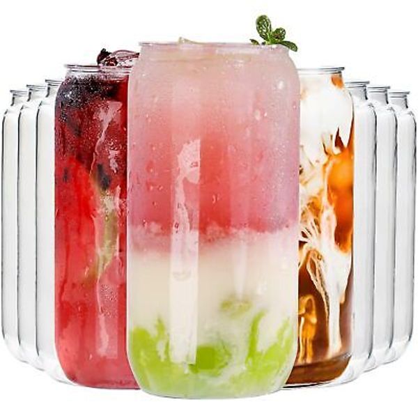 20 Pack 16oz Clear Glass Can Shaped Cups Beer Coffee Tumbler Cocktail Glasses