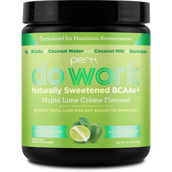 Perk Do Work Naturally Sweetened BCAAs+ Mojito Lime Creme Flavored (20 Servings)