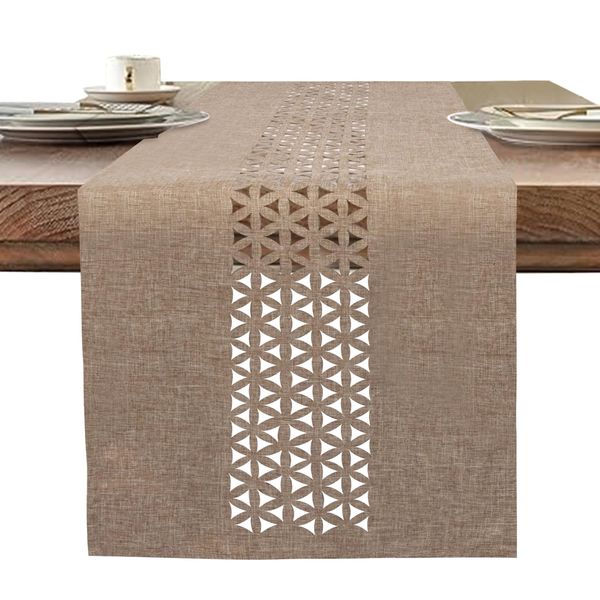 BAZIOE Linen Table Runner Beige Modern Table Runner Washable Table Runner for Dining Table Furniture Table Decoration 35x183cm