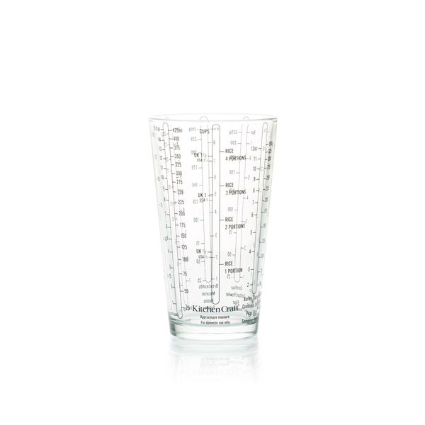 KitchenCraft Glass Measuring Cup for Wet and Dry Ingredients, Imperial and Metric Units, Powdered Mixes and Liquids, 450 ml