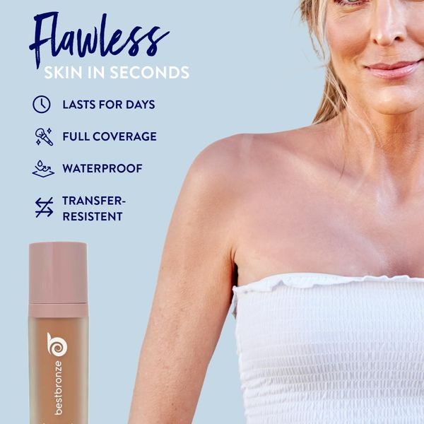 Best Bronze Bombshell Body & Leg Makeup - Waterproof Leg Makeup & Body Foundation - Body Makeup for Scars, Varicose Veins Cover Up & Leg Concealer (NC45.5 Tanned Bronze)