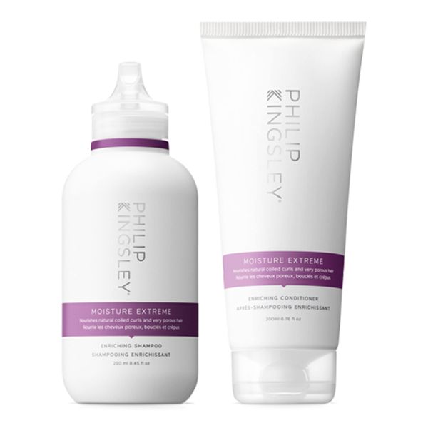 Philip Kingsley Moisture Extreme Hydrating Shampoo and Conditioner Set for Curly, Dry Damaged Hair, Anti-Frizz, Intense Hydration, Detangles, Conditions, Tames, 250ml and 200ml