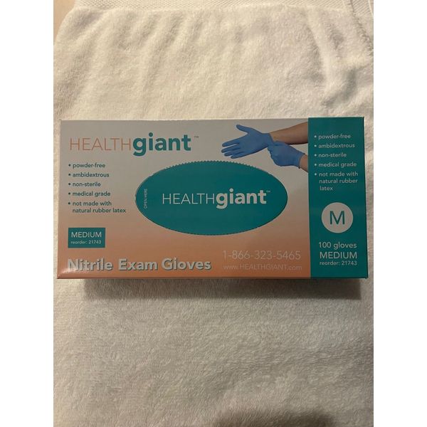 Health Giant Nitrile Disposable Exam Gloves Powder Free Size Medium