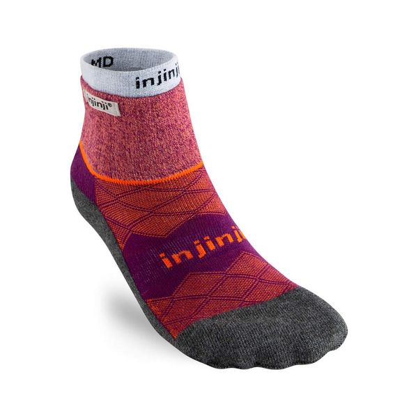 Injinji Women's Liner + Runner Mini Crew, cranberry
