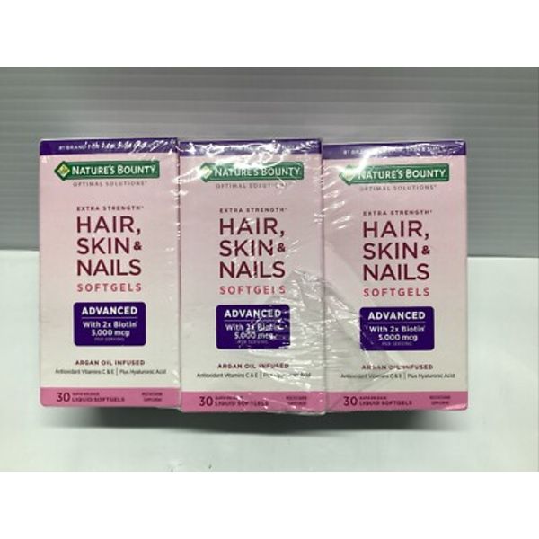 Nature's Bounty Hair Skin Nails Rapid Release With Biotin Argan Oil Infused X3