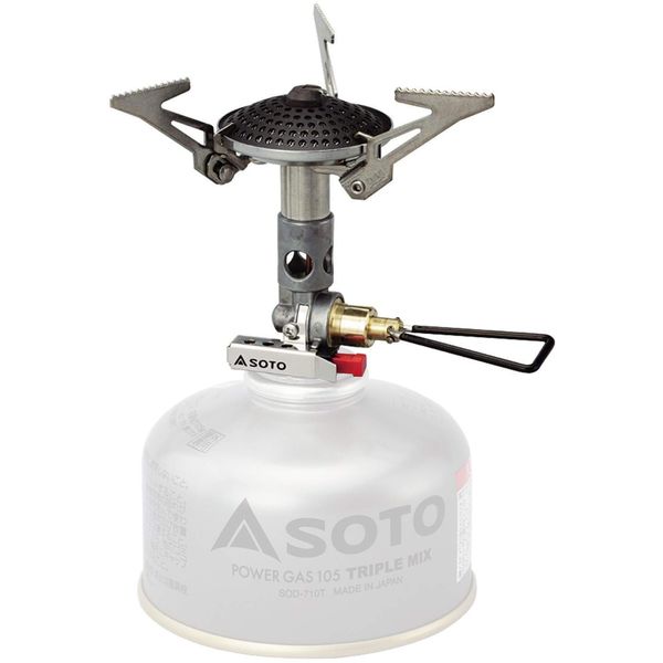 SOTO SOD-300S Single Burner, Compact Stove, Built-in Micro Regulator (High Heat Power, Wind Resistant), OD Can, Storage Pouch Included, Solo, Trekking, Mountain Climbing, Micro Regulator Stove