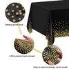 NEBURORA 1 Pack Black and Gold Party Tablecloth Plastic Tablecloth 137x274cm Gold Dot Confetti DisposableTable Cover Rectangular Party Table Cover for Picnic, Baby Shower, Halloween, Birthday