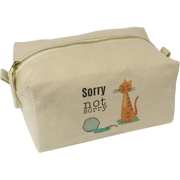 'Naughty Cat with Fish Bone' Canvas Wash Bag/Makeup Case (CS00044252)