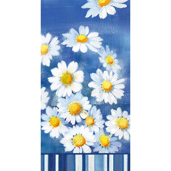 Boston International Hand Towels, Decorative Paper Guest Towels for Bathroom or Paper Napkins Dinner Napkins Blue and White Daisies Pak 32