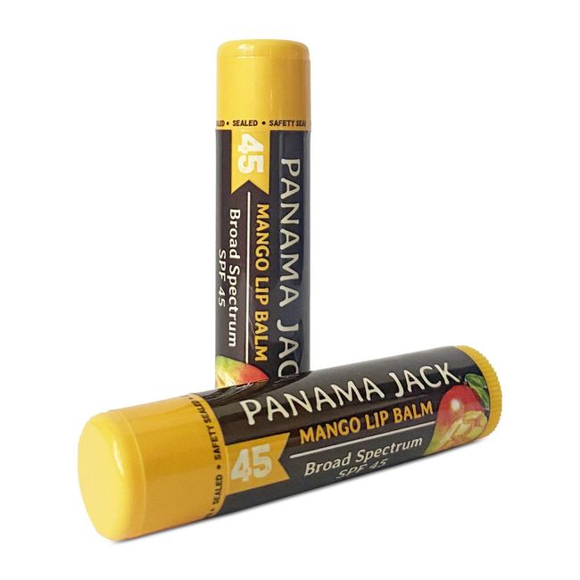 Panama Jack SPF 45 Lip Balm - Broad Spectrum UVA-UVB Sunscreen Protection, Prevents & Soothes Dry, Chapped Lips (Pack of 2, Mango)
