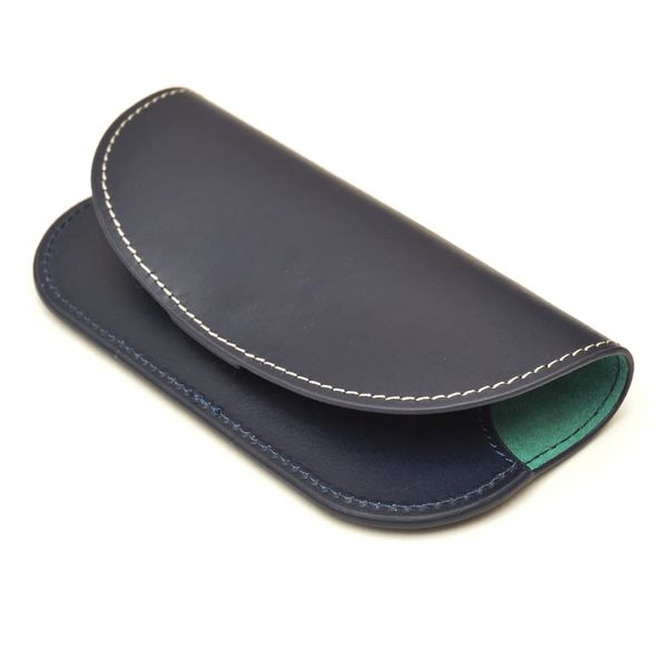 DUCT NL-289 Eyeglass Case, Genuine Leather, Thin, Reading Glasses, Italian Leather, Simple, Stylish, Magnetic Hook, navy