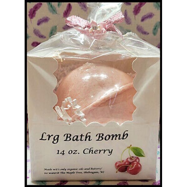 *NEW* Handmade 'Lrg Cherry' Relaxing Bathbomb! Up to 5 uses! Gift boxed! 14 oz