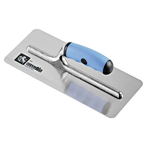 AUSONIA - 42110 PLASTERING TROWEL 28X12 TRAPEZOIDAL STAINLESS STEEL BLADE with ROUND CORNERS, SPECIAL ELECTROLITIC TREATMENT and BIMATERIAL HANDLE