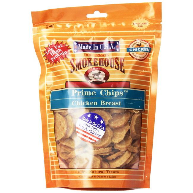 Smokehouse 100-Percent Natural Prime Chips Chicken Dog Treats, 8-Ounce