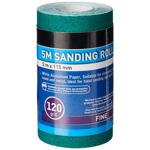 Blue Spot Tools 19859 5 m x 115 mm 120 Grit Sanding Roll - Green