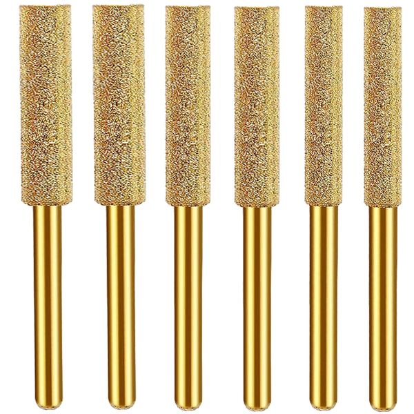 YACHUN Grinding Drill Bit, Diamond Whetstone, 3 Types, Set of 6, Cylindrical Whetstone, 0.1 inch (3 mm) Shaft x φ0.1 inch (4/4.8/5.5 mm), Polishing Tool Set for Mini Routers, Routers, Routers,