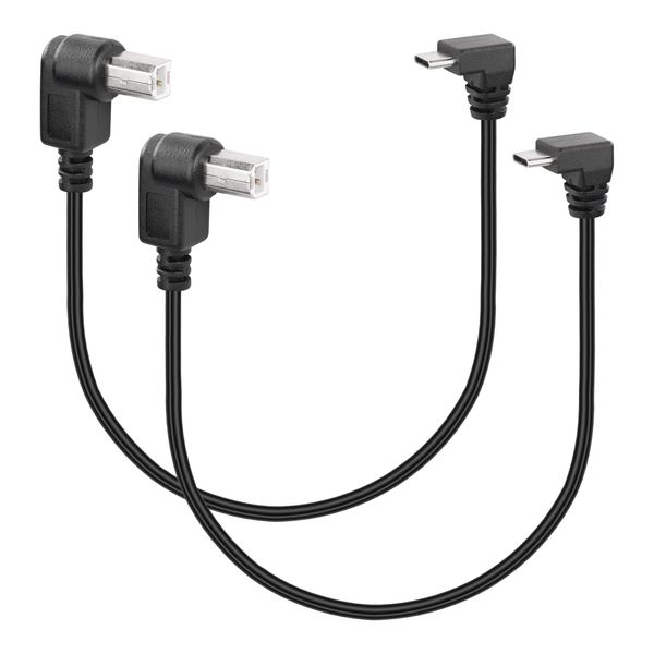 SinLoon 0.5m USB 2.0 Type C to Type B Printer Cable (2-Pack) - Compatible with Printer, Scanner, MIDI Controller, Keyboard - Black