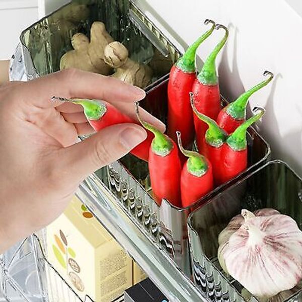 Refrigerator Organizer Bin Fridge Side Door Organizer Box Safety PET Freezer