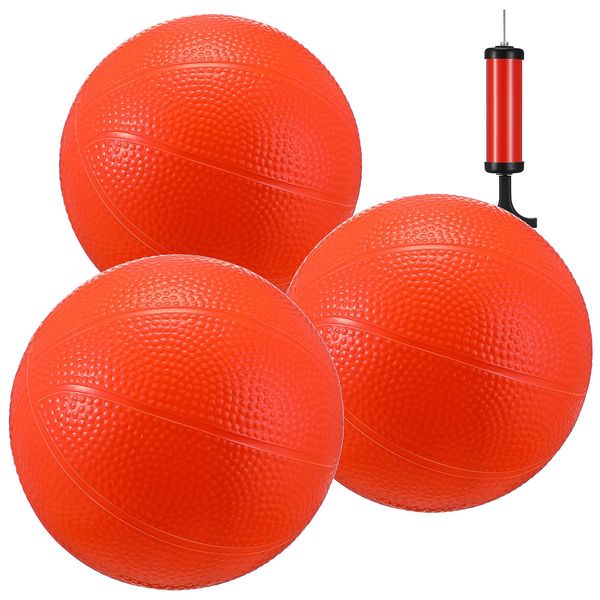 3 Pcs 5.5 Inch Mini Basketball Kids Replacement Basketball with Pump and Needle Orange Toddler Basketball for Indoor Basketball Mini Hoops Rubber Inflatable Basketball Sets for Pool Indoors Parties