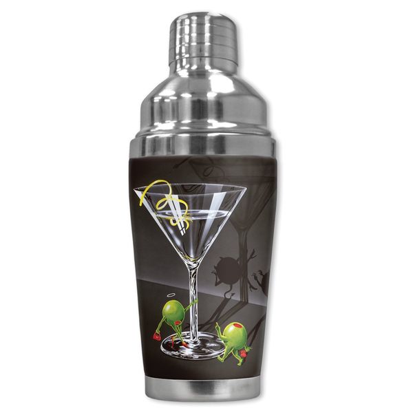 Mugzie "Michael Godard: He & She Devil" Cocktail Shaker with Insulated Wetsuit Cover, 16 oz, Black