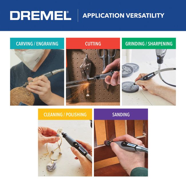 Dremel Flex Shaft Rotary Tool Attachment with Comfort Grip and 36” Long  Cable - Engraver, Polisher, and Mini Sander- Ideal for Detail Metal  Engraving, Wood Carving, and Jewelry Polishing , 225-02 , Grey