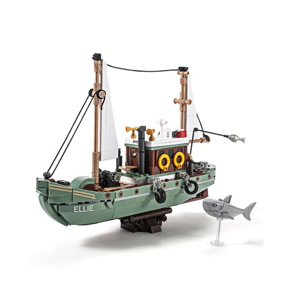 DAHONPA Double Pole Fishing Boat (610 PCS), City Marine Theme Model Kit with 3 Figures, Educational Toy Gift for Kid and Adult.