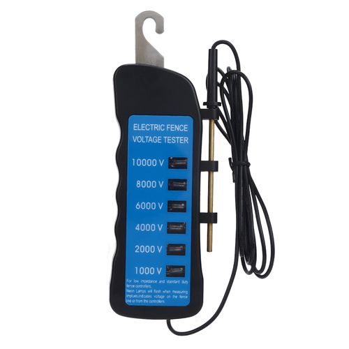 Fence Tester, Electric Fence Voltage Tester Meter Waterproof Portable Fence Voltmeter Testing Tool 1000-10000V with 6pcs Light for Farm Livestock Equipment