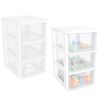 Gonice Small 3 Drawer Desktop Organizer, 2 Pack White Plastic Stroage, Desktop Organization for Small Tools (3tier 2pack)