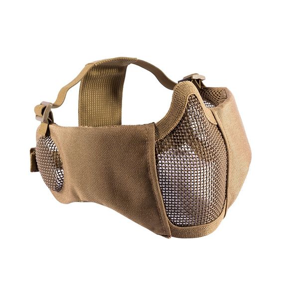 OneTigris 6" Foldable Half Face Airsoft Mesh Mask with Ear Protection, Military Tactical Lower Face Protective Mask (Tan)