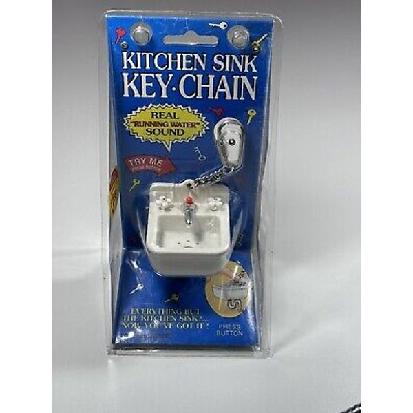 1995 Kitchen Sink Key Chain “Real Running Water Sounds” Novelty Gag New In Box