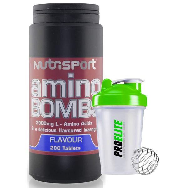 Nutrisport Flavoured Chewable Amino Bombs 200 Tablets + Shaker