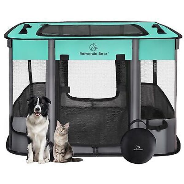 Dog Playpen,Pet Playpen,Foldable Dog Cat Playpens,Portable Exercise Kennel Te...