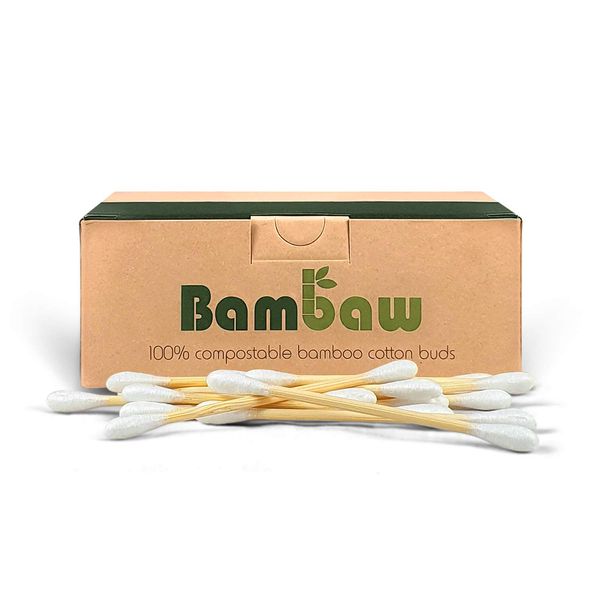 Bamboo Cotton Buds | Eco Cotton Buds | Cotton Swab | Wooden Cotton Bud | Eco Friendly packaging | Recyclable & Biodegradable cotton buds | Bambaw (200)