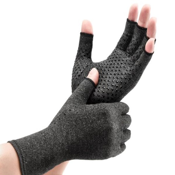 (GINTRON) Finger Support, Reduces the Burden on Joints, Compression Gloves, Anti-Odor, Antibacterial, Sweat-Absorbing, Quick-Drying, Lightweight, Thin Gloves, Anti-Slip, For Work, Housework, Childcare, Computer/Smartphone Operation, Sports, Unisex