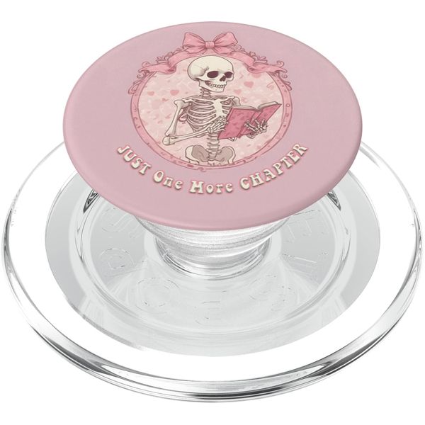 Just One More Chapter Pink Skeleton Reading Book Cute PopSockets PopGrip for MagSafe