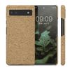 kwmobile Case Compatible with Google Pixel 6a Case - Cover with Cork Finish - Light Brown