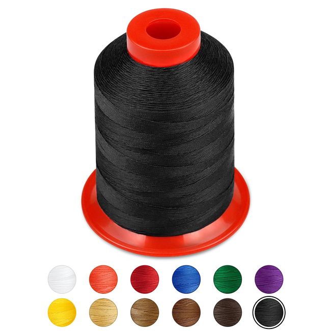 FIVEIZERO Extra Strong Upholstery Thread,Black 1000 Meters Bonded Nylon Thread for Denim Leather,Craft,Machine,DIY and Home (1 Pack)